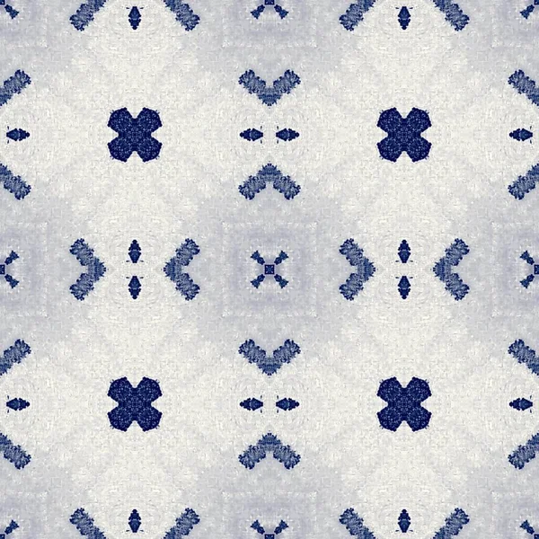 Abstract Blue Batik Print Arabic Seamless Tile Oriental Ethnic Dye — Stock Photo, Image