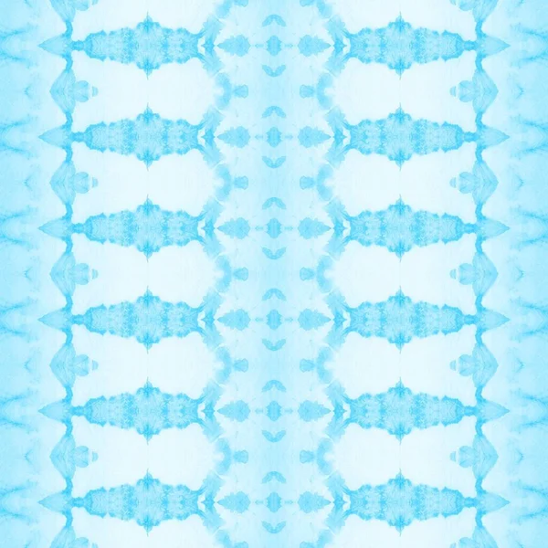 Akwarela Sky Dyed Biały Odcisk Etniczny Szczotka Wodna Boho Niebieski — Zdjęcie stockowe