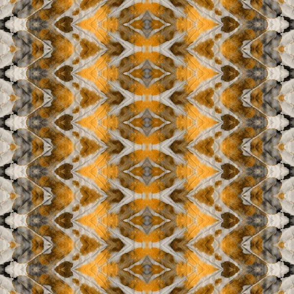 ボヘミアンスプラッシュ ブラウン ジオの略 イエローハンドテキスタイル ゴールド プリント オレンジ染めのテクスチャ 灰色の染料ブラシ ゴールド グランジ — ストック写真