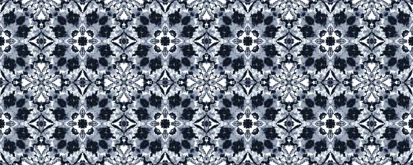 Inchiostro Floreale Denim Texture Geometrica Ornata Aquarelle Geometric Batik Stampa — Foto Stock