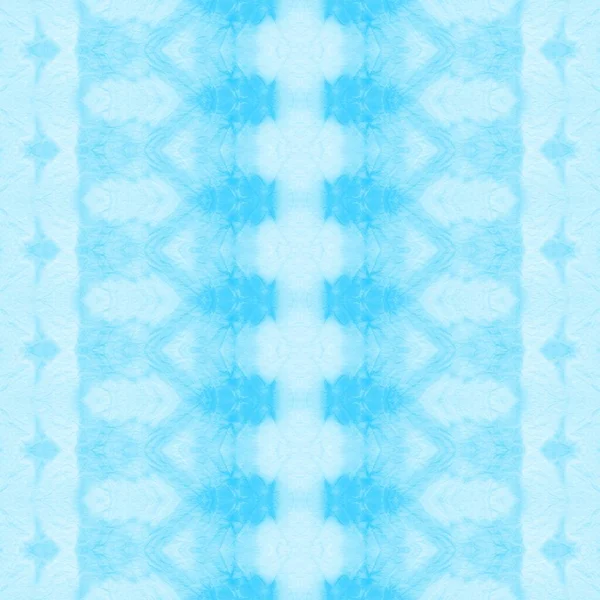 Pincel Padrão Branco Escova Água Sea Boho Zigzag Cyan Dyed — Fotografia de Stock