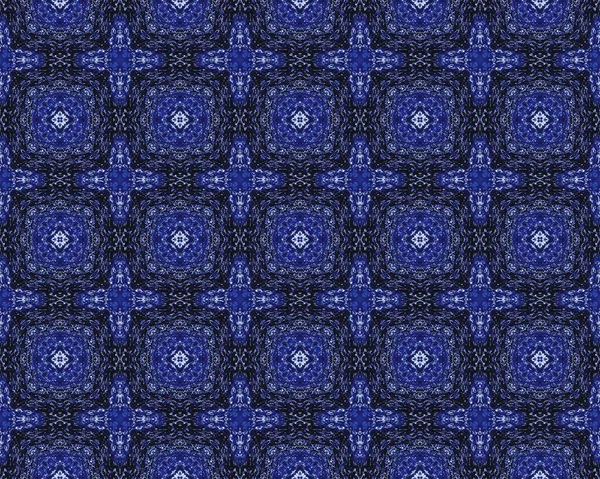 Blue Morocco Rustic Print Arabesque Geometric Batik Tile White Ethnic — Fotografia de Stock
