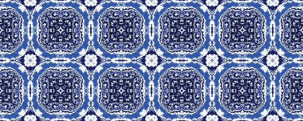 Blaues Orientalisches Mosaik Motiv Ornate Geometrische Skizze Blaue Indische Rustikale — Stockfoto