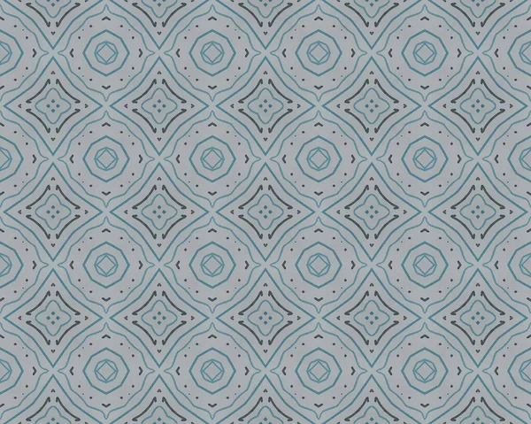Gray Bohemian Rustic 蓝色植物Ikat 蓝色巴蒂克族楼层 蓝色阿拉伯花图案 复古几何图形花卉印刷 乌兹别克斯坦Geometric Pattern Boho — 图库照片