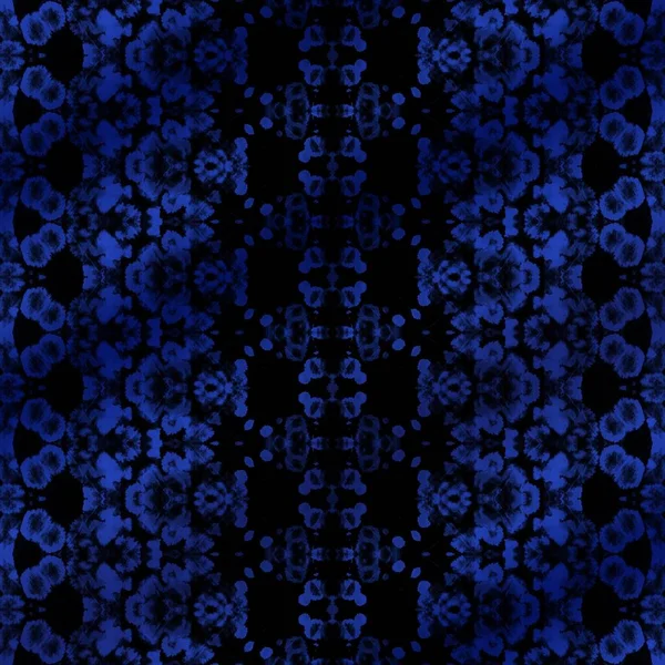 Estampado Patrón Azul Pintura Tribal Negra Bohemian Texture Jalá Zig — Foto de Stock