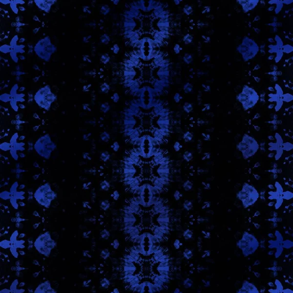 Dark Dyed Paint Black Tribal Print Blue Bohemian Zig Blue — Stockfoto