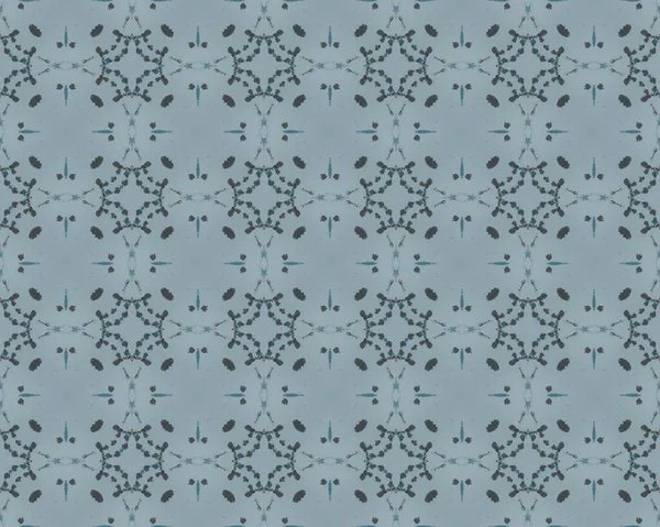 Flor Geométrica Española Estampado Étnico Azul White Floral Batik Ikat —  Fotos de Stock