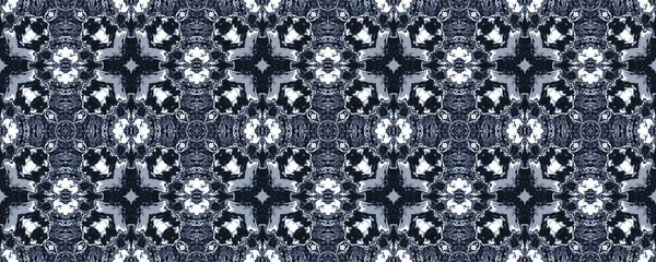 Encre Ethnique Bleue Quatrefoil Turc Dessin Marine Floral Pattern Print — Photo
