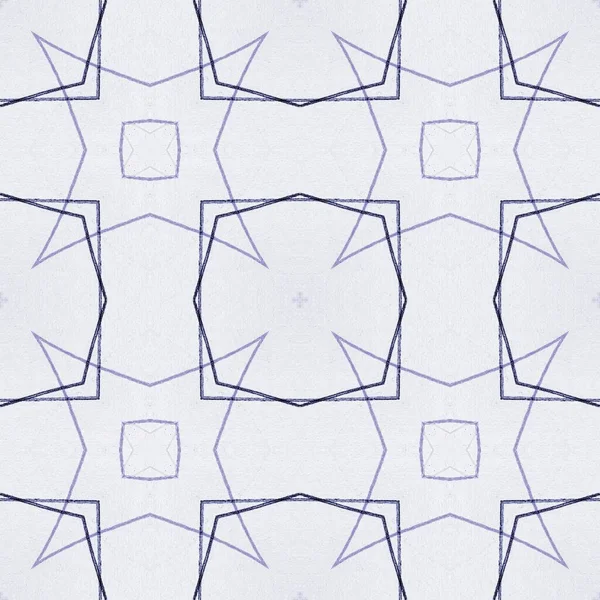 Rough Geometry Ink Flower Scratch Classic Tile Blue Pen Drawing — стоковое фото
