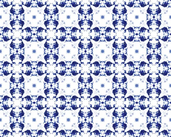 Blue Indonesian Endless Floor Indische Geometrische Batik Ikat Blauer Marokko — Stockfoto