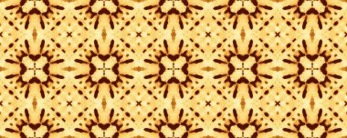 Kahverengi Parlayan Mistik Çiçek. Aquarelle Rustic Zemin. Kahve desenli mürekkep. Fas Geometrik Yazdırma. Asit süsleme dokusu. Motion Geometric Batik Zemin. Sarı Etnik Boho