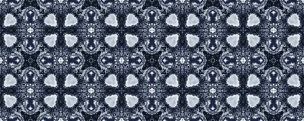 Blue Indian Floral Design Indigo Floral Batik Tile Indonesian Geometric — Stockfoto