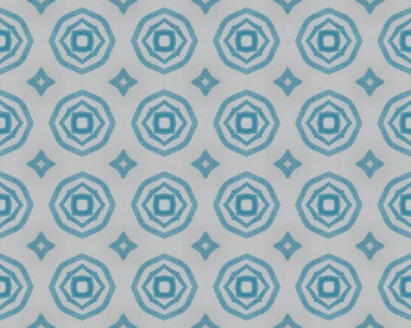インドの花柄 アクエレル幾何学的クアトロフィルの床 モロッコのシームレスなデザイン 青い民族誌 青い花模様のイカット ウズベク幾何学的装飾タイル モロッコ Rustic — ストック写真
