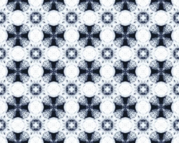 Denim Etnisk Blomma Boho Blue Traditional Mosaic Boho Aquarelle Geometriska — Stockfoto