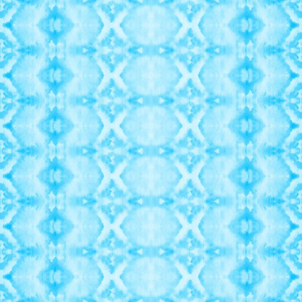 Azure Dyed Zigzag White Tribal Print Blue Geometric Textile Sea — Fotografia de Stock