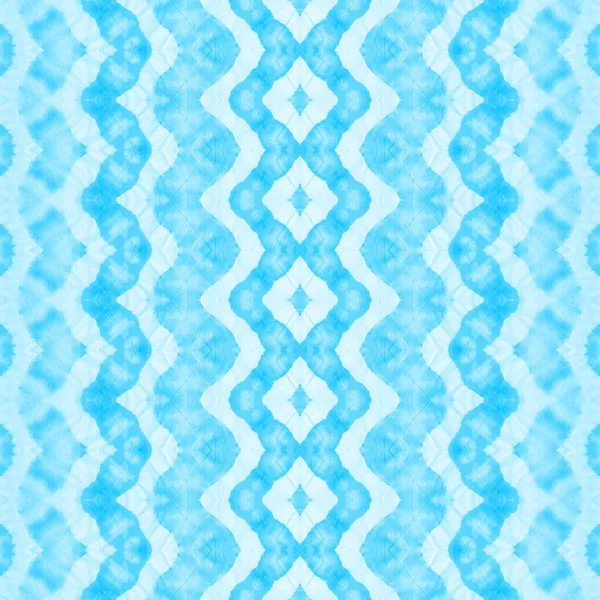 Beyaz Geometrik Zig Cyan Boyalı Soyut Gökyüzü Boho Kravat Boyası — Stok fotoğraf