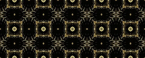 アラベスク幾何学的花タイル 黄金の民族バティックインク インド幾何学模様プリント ゴールドヴィンテージ素朴なテクスチャ ゴールド花モロッコ シームレスなパターンをペイント 金ポルトガル語 Print — ストック写真