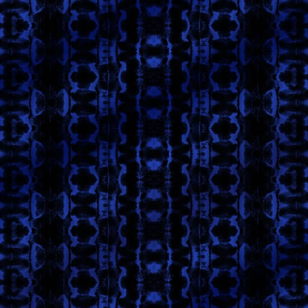 Geometrik Zig Zag Zig Zag Mavi Boya Fırçası Kara Bohem — Stok fotoğraf