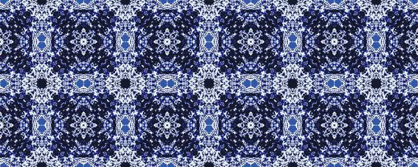 Blauwe Marokko Floral Dye Vintage Ornament Design Marokko Geometrische Batik — Stockfoto