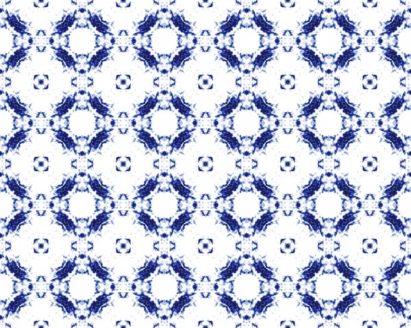 Niebieski Bohemian Etniczny Boho Wzór Geometryczny Akwareli Druk Maroko Quatrefoil — Zdjęcie stockowe