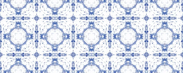 Blue American Endless Floor Tinta Flor Geométrica Indiana Indigo Floral — Fotografia de Stock