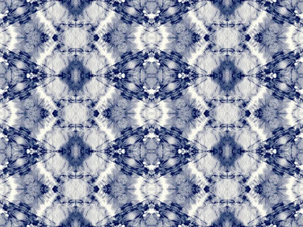 Крашеная Ткань Вмф Синий Индиго Кисть Краски Индиговский Этнический Орнамент — стоковое фото