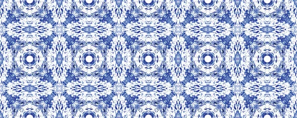 Azul Indonésio Endless Boho Denim Floral Batik Ikat Padrão Ornamento — Fotografia de Stock