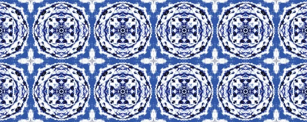 Blå Böhmisk Etnisk Boho Blå Turkisk Mosaik Batik Amerikansk Geometrisk — Stockfoto