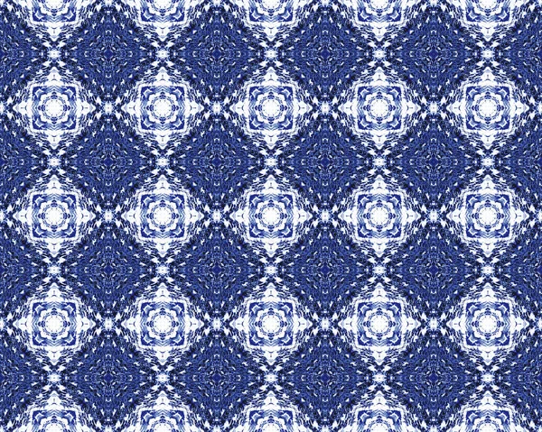 Blauwe Arabesque Bloemenverf Denim Etnische Batik Inkt Geometrische Bloemendruk Van — Stockfoto