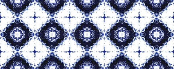 Blue Uzbekistan Endless Floor Arabesque Geometric Batik Paint Blue Indian — Stock Photo, Image