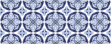 Mavi Kova Sonsuz Parmak izi. Amerikan Geometrik Desenli Döşeme. İspanyol süs deseni. Fas Geometrik Batik Ikat. Mavi Vintage Çiçek dokusu. İndigo Etnik Çiçek Zemini. Mavi Çiçek Boho