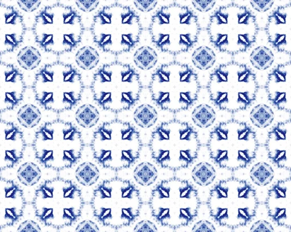 Blue Indonesian Floral Dye Blue Turkish Rustic Pattern Ornate Geometric — Stockfoto