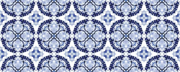 Blue Aquarelle Endless Print American Geometric Pattern Tile Spanish Ornament — Stockfoto