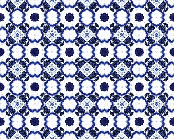 Boho Rustique Portugais Bleu Texture Florale Arabe Bleue Tribal Geometric — Photo