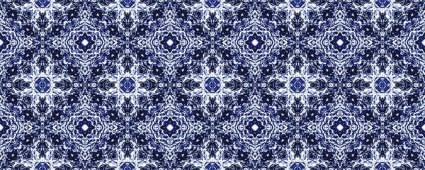 Blaue Aquarellfarbe Ethnische Tinte Blue Arabic Floral Texture Marokko Viererbob — Stockfoto