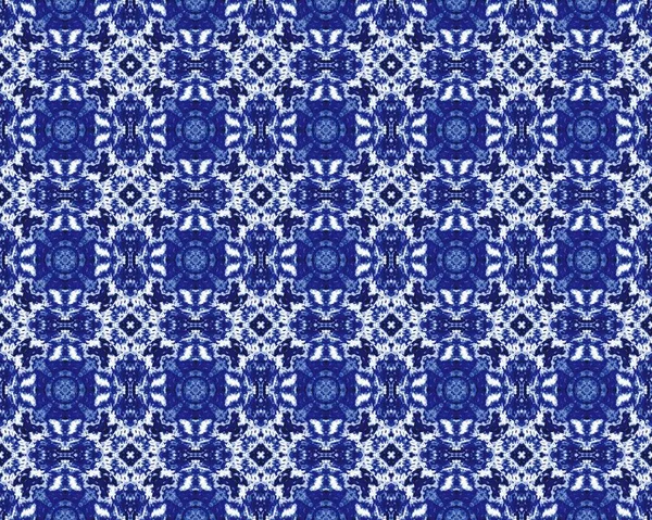 Blauwe Oezbekistan Endless Paint Blauw Turks Etnisch Ontwerp Tribal Geometrische — Stockfoto