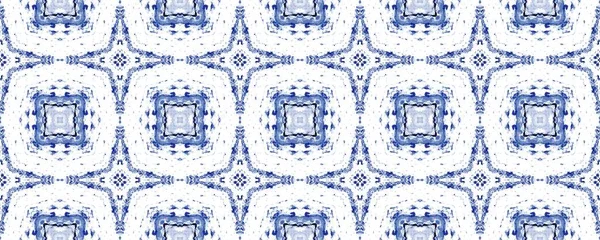 Blauw Portugees Rustieke Ikat Turks Geometrische Patroon Ikat Tribal Geometrische — Stockfoto