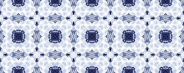 Blue Indonesian Endless Paint Arabesque Geometric Batik Ink Tribal Geometric — Stockfoto