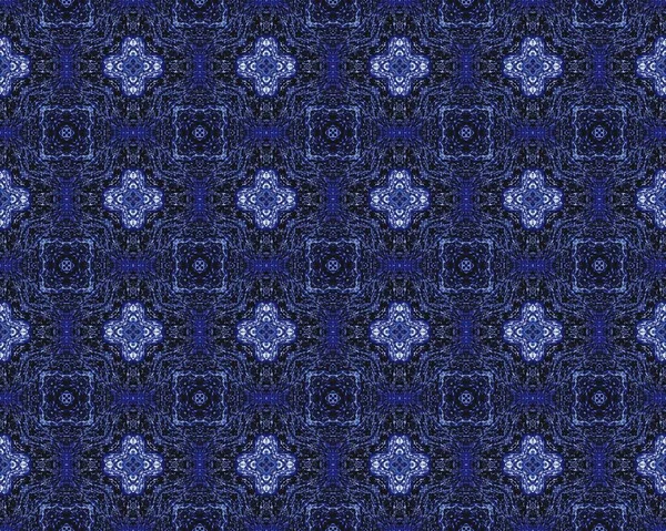 Blue Piastrelle Mosaico Tradizionale Lisbon Seamless Texture Pittura Geometrica Batik — Foto Stock