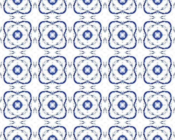 Blauwe Oosterse Mozaïek Tegel Marokko Quatrefoil Tekenen Vintage Geometrische Batik — Stockfoto