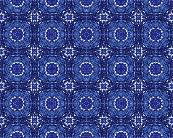 Blå Arabisk Ändlöst Motiv Aquarelle Geometric Flower Boho Marocko Geometriska — Stockfoto