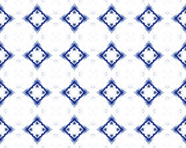 Blue Traditional Rustic Boho Lisbon Geometric Batik Ikat Blue Tribal — Foto Stock