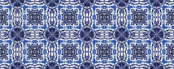 Blue American Ethnic Tile Ethnische Indigo Muster Boho Pakistan Geometrische — Stockfoto