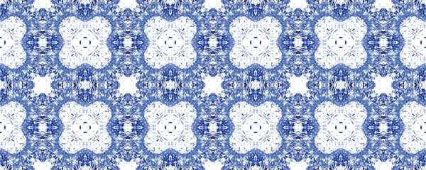 Blue Bohemian Ethnic Print Turkish Geometric Pattern Tile Morocco Quatrefoil — Stock Photo, Image