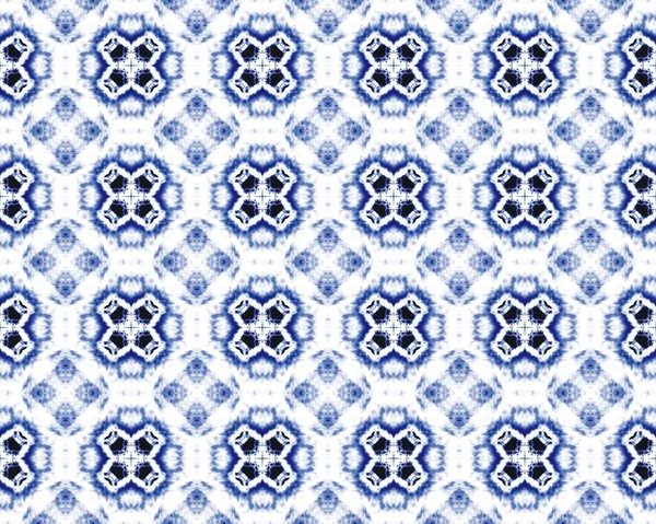 Blue Pakistan Ethnic Stars Navy Ethnic Batik Tile Watercolor Geometric — Stockfoto