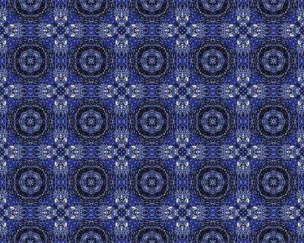 Blue Uzbekistan Ethnic Paint Spanish Quatrefoil Batik Denim Ethnic Batik — Fotografia de Stock