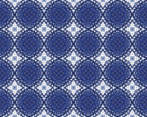 Blue Morocco Floral Tile White Ethnic Pattern Tile Spanish Seamless — Fotografia de Stock