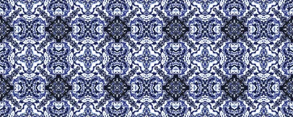 Modré Maroko Květinářství Indický Geometrický Vzor Barvy Uzbekistán Geometrický Batik — Stock fotografie