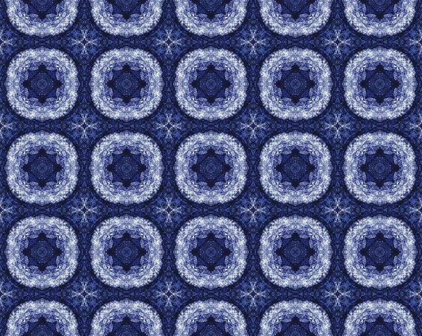 Inchiostro Floreale Blu Pakistan Denim Floral Batik Ikat American Geometric — Foto Stock