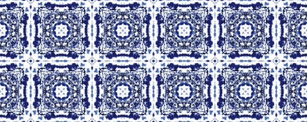 Blue Bohemian Floral Paint Ornate Geometric Pattern Print Morocco Geometric — Stock Photo, Image